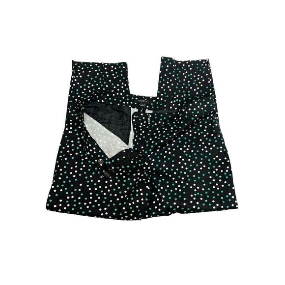 Ann Taylor green and white polka dot ankle pants with black background size 12 - Picture 3 of 13